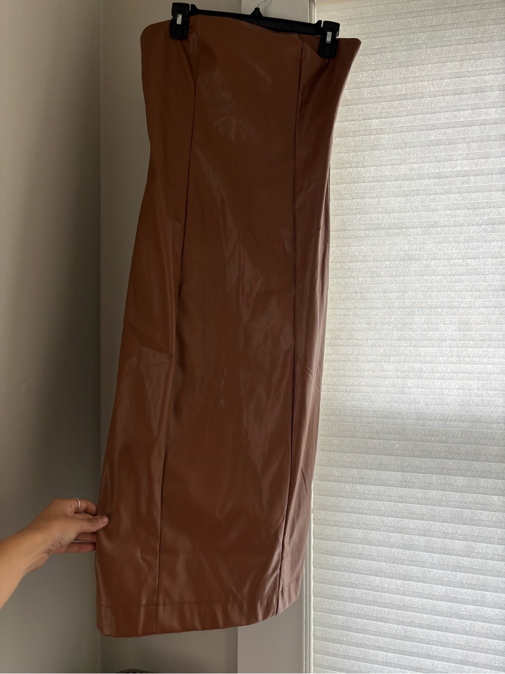 Faux Leather Brown Midi dress